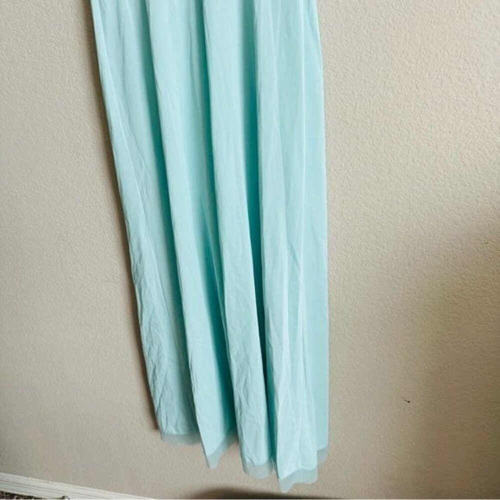 Vintage 1970’s Vanity Fair teal pale Blue Slip Dress Size 36 Small With Lace - Picture 7 of 10